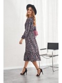 Rochie lejera florala cu fanta, neagra si mov 04500 - Magazin online - Boutique